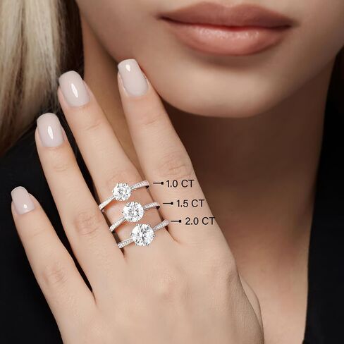 Moissanite Rings for Women, Sterling Silver Lab Created Diamond Engagement Promise Wedding Ring Bands for Her (1.5 carat, 9.5) in Saudi Arabia