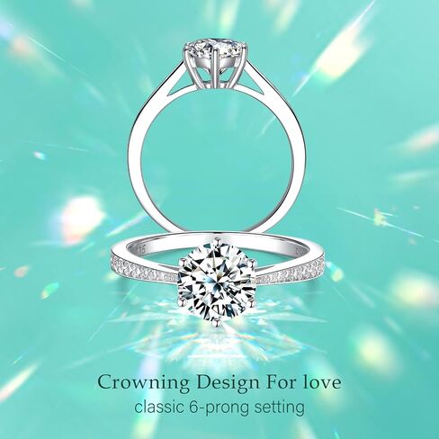 Moissanite Rings for Women, Sterling Silver Lab Created Diamond Engagement Promise Wedding Ring Bands for Her (1.5 carat, 9.5) in Saudi Arabia