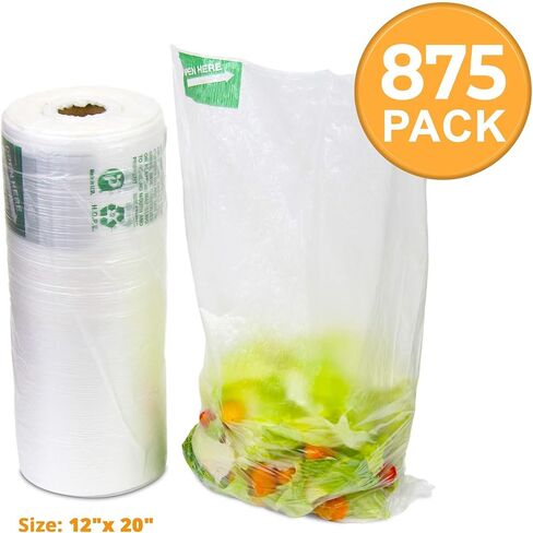 Fit Meal Prep 650 Ct 12 "x 20" لفة حقيبة إنتاج بلاستيكية كبيرة، مصنوعة في الولايات المتحدة من البولي إيثيلين عالي الكثافة، موفر لتخزين الطعام الشفاف المتين لأكياس البقالة والوجبات الخفيفة والمخبوزات والفواكه in Saudi Arabia