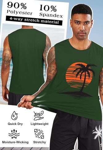 قمم الخزان بلا أكمام رجالي UPF 50+ قميص سريع للتمرين الجاف الجاف. in Kuwait