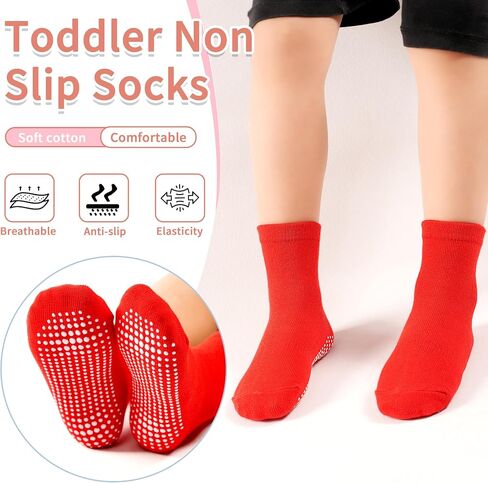 Tphon Toddler Girls Non-Slip Socks Baby Anti Skid Socks with Grippers for Boys Girls 12 Pairs for 0-7 Years Kids Children in Saudi Arabia