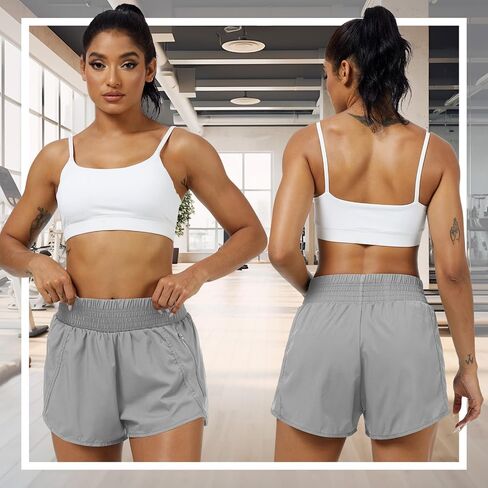 Coume 3 Pack Women's 2 in 1 Running Shorts with Zipper Pockets 2.5" High Waisted Quick Dry Athletic Workout Gym Summer Shorts in Saudi Arabia