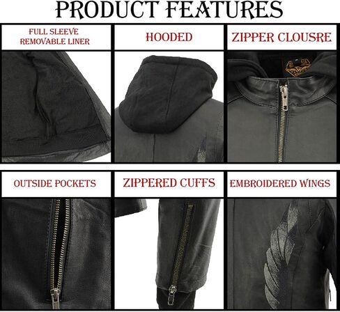 Milwaukee Leather Women's Premium Leather Motorcycle Riding Jacket With Removable Hoodie Liner in Saudi Arabia