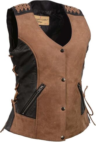 Milwaukee Leather Women's MLL4509 Smoocher two two Crazy Horse Brown and Black Leather Club Styp Stest in Saudi Arabia