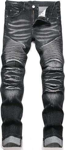 OIIIO Men's Retro Straight-Fit Stretch Jean in Kuwait