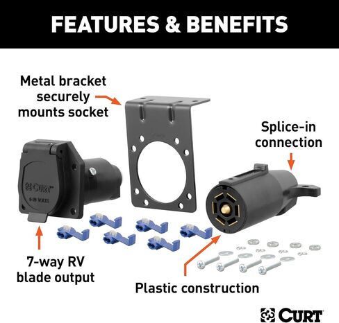 CURT 58152 Vehicle-Side and Trailer-Side 7-Pin RV Blade Wiring Harness Connectors in Saudi Arabia