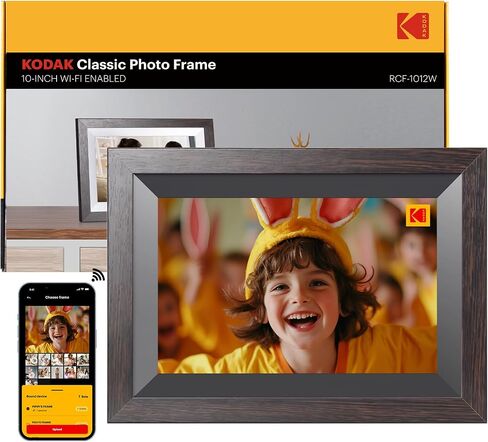 KODAK 14.1 Inch FHD Digital Picture Frame, 1920x1080 G+G IPS Digital Photo Frame with 32GB Large Storage, Quad-Core CPU, Premium Solid Wood Frame, Easy Photo Transfer via WiFi APP/Email/USB/SD Card in Saudi Arabia