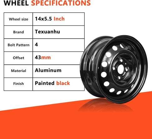 حافات جديدة 14 بوصة لعام 2006-2017 لهجة Hyundai رسمت بلاك 14 × 5.5 بوصة الحافات البديلة مصنع OEM （1 حزم） in Kuwait