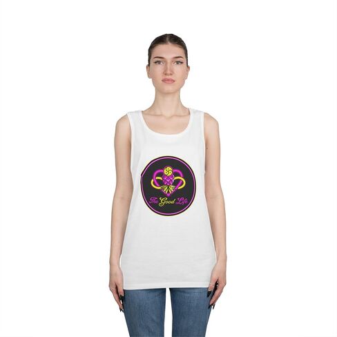 Good Vibes Unisex Heavy Cotton Tank Top, Summer Wear, Casual Style, Festival Outfit, Beach Apparel in Saudi Arabia