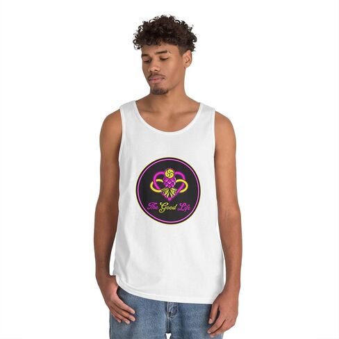 Good Vibes Unisex Heavy Cotton Tank Top, Summer Wear, Casual Style, Festival Outfit, Beach Apparel in Saudi Arabia