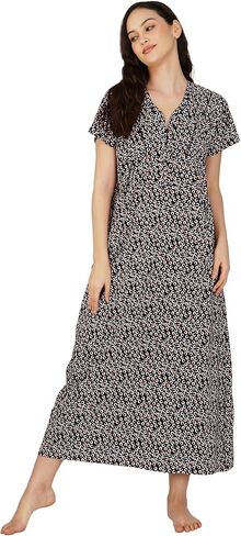 Printed Cotton Rayon Nighties, Half Sleeve Nightwear, Indian Sleepwear Nighty For Women in Kuwait