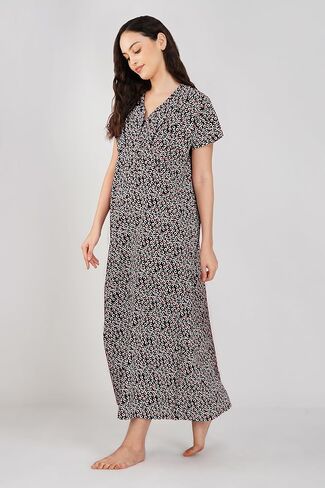 Printed Cotton Rayon Nighties, Half Sleeve Nightwear, Indian Sleepwear Nighty For Women in Kuwait