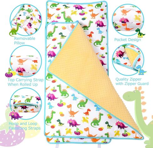 JISEN طفل صغير قيلولة حصيرة 3 في 1 كيس نوم للأطفال مع وسادة قابلة للإزالة وبطانية قيلولة حصيرة للأطفال الصغار للرعاية النهارية مرحلة ما قبل المدرسة رياض الأطفال التخييم السفر حورية البحر in Kuwait