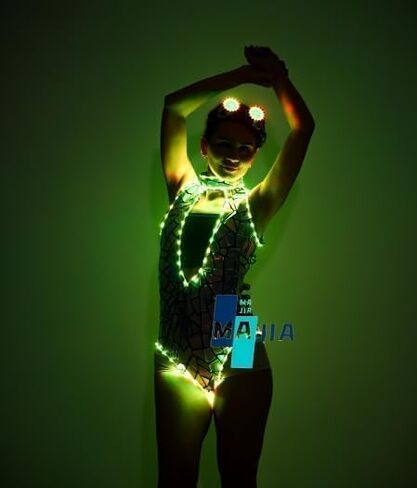 Earthradius Blue Purple Sequins Laser Mirror Short Dress Women Singer Dancer Birthday Prom Show Costume Stage Clothing in Saudi Arabia