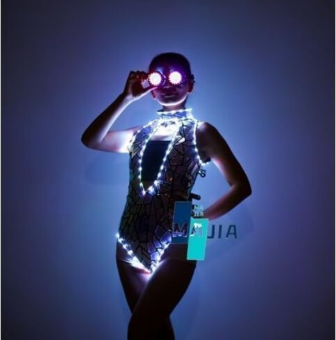 Earthradius Blue Purple Sequins Laser Mirror Short Dress Women Singer Dancer Birthday Prom Show Costume Stage Clothing in Saudi Arabia