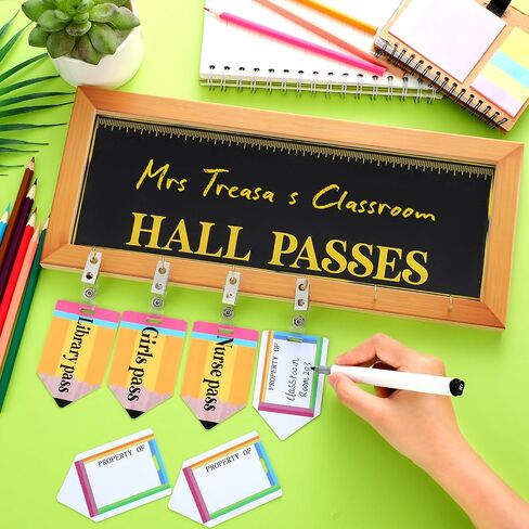 7 Pcs Hall Passes for Classroom Include 1 Hall Passes Boho Chalkboard with 6 Pack of Hall Passes Bathroom Passes for Classroom Elementary Middle School Nurse Library Office Teacher Gift in Saudi Arabia