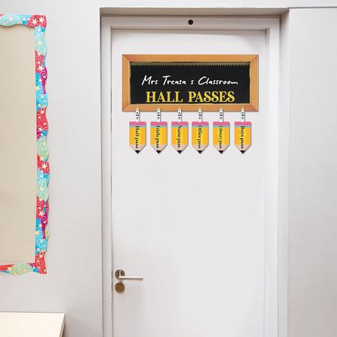7 Pcs Hall Passes for Classroom Include 1 Hall Passes Boho Chalkboard with 6 Pack of Hall Passes Bathroom Passes for Classroom Elementary Middle School Nurse Library Office Teacher Gift in Saudi Arabia