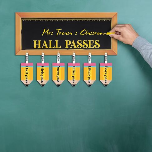 7 Pcs Hall Passes for Classroom Include 1 Hall Passes Boho Chalkboard with 6 Pack of Hall Passes Bathroom Passes for Classroom Elementary Middle School Nurse Library Office Teacher Gift in Saudi Arabia