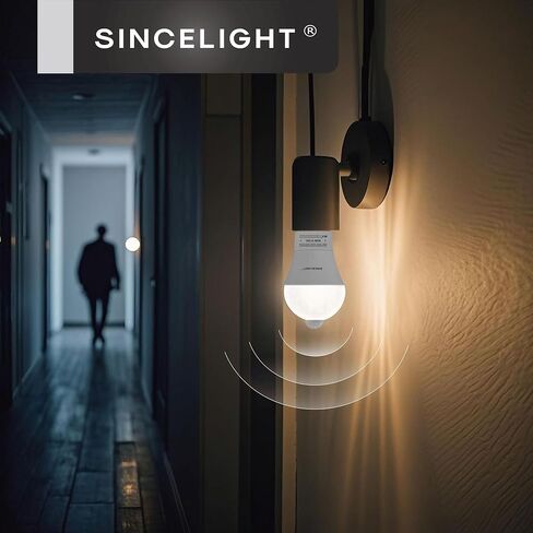 SINCELIGHT Motion Sensor LED Light Bulb 9W E26, PIR Motion-Activated in The Dark, Automatically ON/Off by Dual Sensors, Cool White 6000K, Pack of 2 in Saudi Arabia