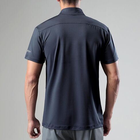 القميص الرياضي للرجال 1/4 Zip Pullover الأكمام القصير القصير النحيف تناسب الجري التدريب وهمية عنق بلوزة الجولف الصلبة in Kuwait
