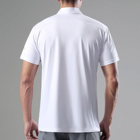 القميص الرياضي للرجال 1/4 Zip Pullover الأكمام القصير القصير النحيف تناسب الجري التدريب وهمية عنق بلوزة الجولف الصلبة in Kuwait
