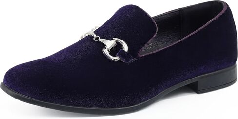 Amali Bradford - Microfiber Men's Slip-On Loafer with Gold Metal Bit - Smoking Slip On Dress Shoes for Men - Microfiber Formal Loafers for Men in Saudi Arabia