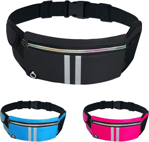 حامل الهاتف للجري، حقيبة الخصر، حزام الركض العاكس، حزام الجيب، متوافق مع iPhone للمشي لمسافات طويلة وركوب الدراجات (أسود) in Kuwait