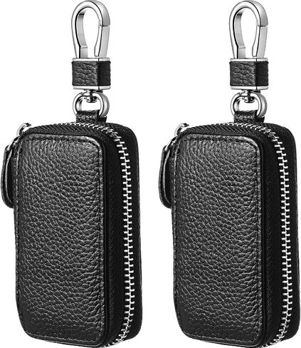 Frienda 2 Pieces Car Key Case Leather Car Key Chain Keychain Holder with Metal Hook and Keyring Zipper Bag in Saudi Arabia
