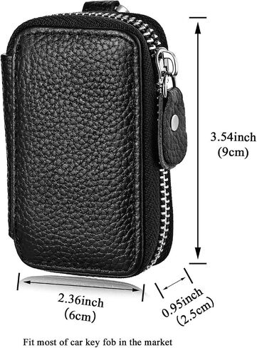 Frienda 2 Pieces Car Key Case Leather Car Key Chain Keychain Holder with Metal Hook and Keyring Zipper Bag in Saudi Arabia