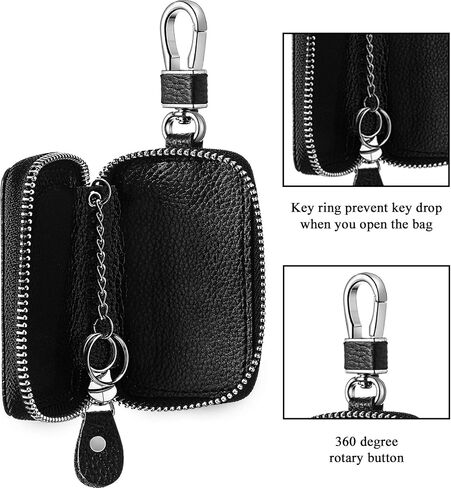 Frienda 2 Pieces Car Key Case Leather Car Key Chain Keychain Holder with Metal Hook and Keyring Zipper Bag in Saudi Arabia