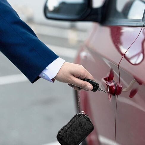 Frienda 2 Pieces Car Key Case Leather Car Key Chain Keychain Holder with Metal Hook and Keyring Zipper Bag in Saudi Arabia
