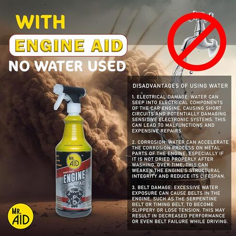 Engine AID Effectively Cleans Car Engine Bays Without The Need For Water, Formula Designed To Remove Dirt, Oils & Grease, Non-Flammable & ECO Friendly, (32 Fl Oz) W/1/Microfiber Towel (1-Pack) in Kuwait