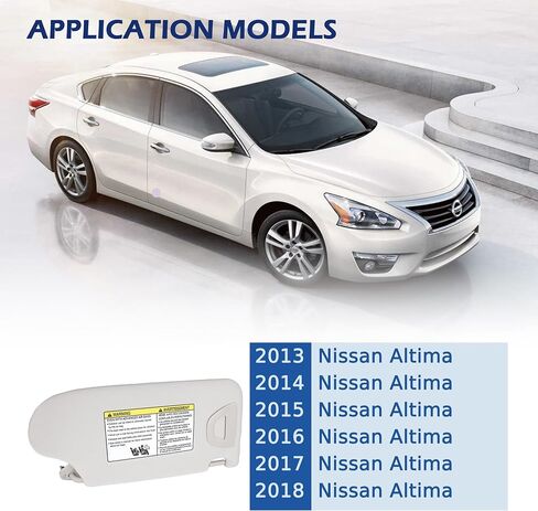 Left Driver Side Sun Visor for Nissan Altima 2013 2014 2015 2016 2017 2018 with Mirror and Vanity Light Without Sunroof Replaces# 96401-3TA2A in Saudi Arabia