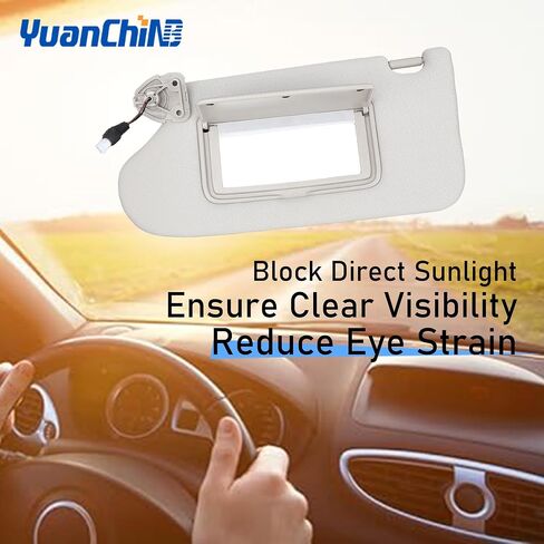 Left Driver Side Sun Visor for Nissan Altima 2013 2014 2015 2016 2017 2018 with Mirror and Vanity Light Without Sunroof Replaces# 96401-3TA2A in Saudi Arabia