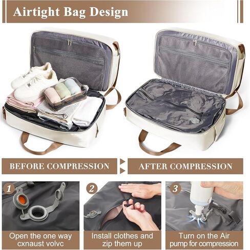 Large Vacuum Travel Bag with Air Pump, Seal Compression Personal Item Carry on Bags for Airlines, Weekender Overnight Bag for Women, Green in Saudi Arabia