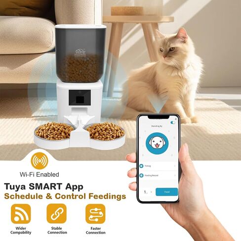 7L Automatic Dog Feeder, Cat Feeder with WiFi and HD Camera, Tuya Smart App Control - Pet Food Dispenser, Timed Dog Feeding Station, Voice Recorder, Duel Bowls | 7L, WiFi, Smart App, HD Camera, 2-Bowl in Saudi Arabia