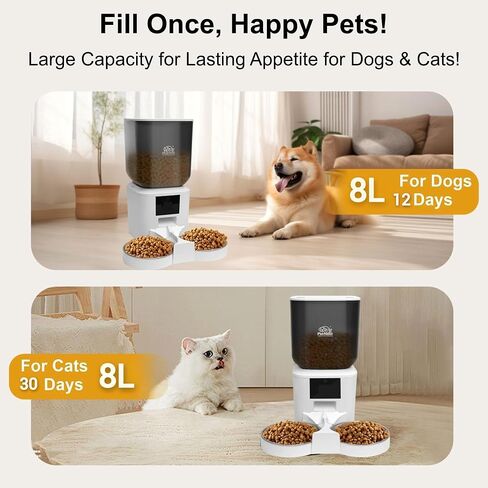 7L Automatic Dog Feeder, Cat Feeder with WiFi and HD Camera, Tuya Smart App Control - Pet Food Dispenser, Timed Dog Feeding Station, Voice Recorder, Duel Bowls | 7L, WiFi, Smart App, HD Camera, 2-Bowl in Saudi Arabia