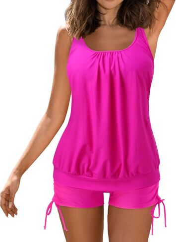Two-Piece Tankinis, Tankini Swimsuits for Women Plus Size Tummy Control Bathing Suit with Boyshort Flowy Swimwear in Saudi Arabia