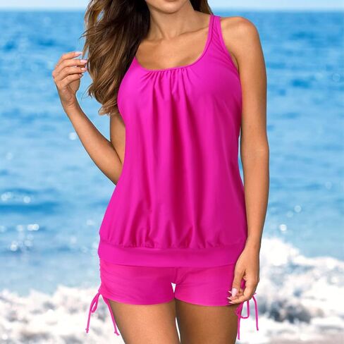 Two-Piece Tankinis, Tankini Swimsuits for Women Plus Size Tummy Control Bathing Suit with Boyshort Flowy Swimwear in Saudi Arabia