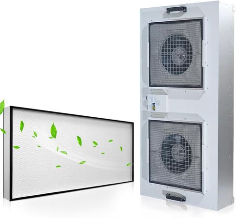 JJFFTAO، غطاء التدفق الصفحي لمرشح HEPA H14، وحدة مرشح المروحة المحدثة (يتضمن فلتر HEPA) 100/ISO فئة 5 غرفة الأبحاث/المختبر/غرفة الأبحاث/غرفة الفطر، غطاء تدفق الهواء الصفحي (46.2 بوصة × 22.6 بوصة 110 فولت) in Kuwait