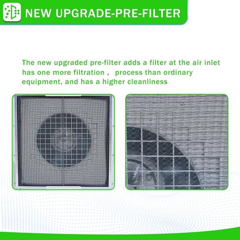 JJFFTAO، غطاء التدفق الصفحي لمرشح HEPA H14، وحدة مرشح المروحة المحدثة (يتضمن فلتر HEPA) 100/ISO فئة 5 غرفة الأبحاث/المختبر/غرفة الأبحاث/غرفة الفطر، غطاء تدفق الهواء الصفحي (46.2 بوصة × 22.6 بوصة 110 فولت) in Kuwait