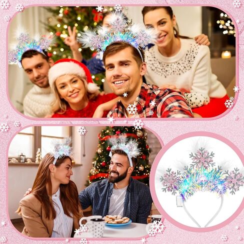 Riceshoot 12 PCS Light Up Snowflakes عصابات عيد الميلاد الثلج الثلج الشعر Boppers رأس للنساء ديكور حفل عيد الميلاد العيد in Saudi Arabia