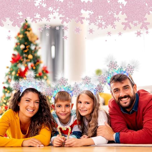 Riceshoot 12 PCS Light Up Snowflakes عصابات عيد الميلاد الثلج الثلج الشعر Boppers رأس للنساء ديكور حفل عيد الميلاد العيد in Saudi Arabia