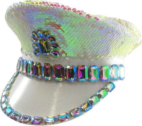 Nicky Bigs Novelties البالغين الترتر الكابتن Rhinestone Hat Festival Disco Halloween Assume Assume in Kuwait