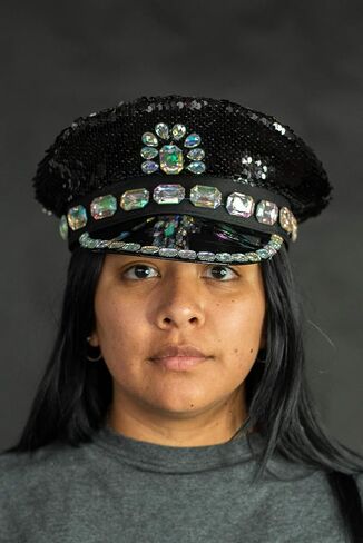 Nicky Bigs Novelties البالغين الترتر الكابتن Rhinestone Hat Festival Disco Halloween Assume Assume in Saudi Arabia
