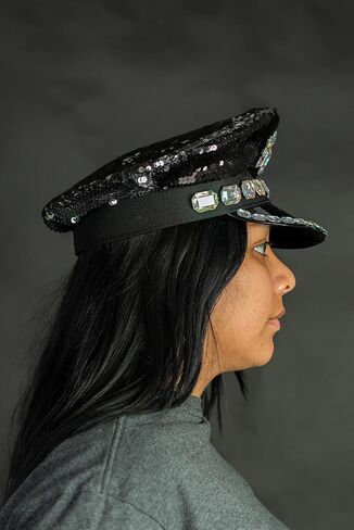 Nicky Bigs Novelties البالغين الترتر الكابتن Rhinestone Hat Festival Disco Halloween Assume Assume in Saudi Arabia