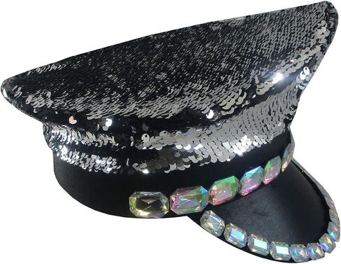 Nicky Bigs Novelties البالغين الترتر الكابتن Rhinestone Hat Festival Disco Halloween Assume Assume in Saudi Arabia