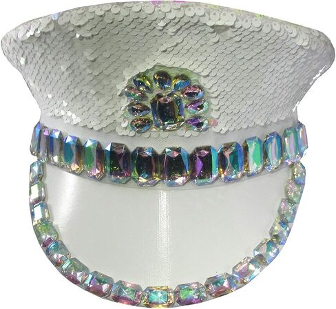 Nicky Bigs Novelties البالغين الترتر الكابتن Rhinestone Hat Festival Disco Halloween Assume Assume in Kuwait