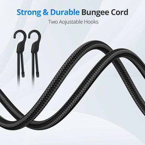 18" 36" 60" 80" Adjustable Bungee Cords with Hooks, Heavy Duty Outdoor 8 Pack Black, Length-Adjustable Design, UV-Resistant Elastic Straps for Cargo, Camping, Tents, Bikes, Luggage, etc in Saudi Arabia