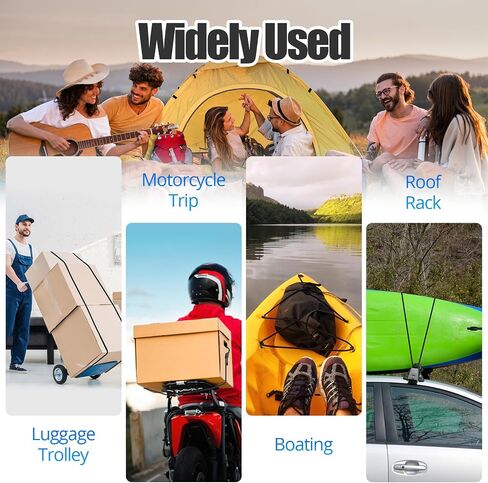 18" 36" 60" 80" Adjustable Bungee Cords with Hooks, Heavy Duty Outdoor 8 Pack Black, Length-Adjustable Design, UV-Resistant Elastic Straps for Cargo, Camping, Tents, Bikes, Luggage, etc in Saudi Arabia